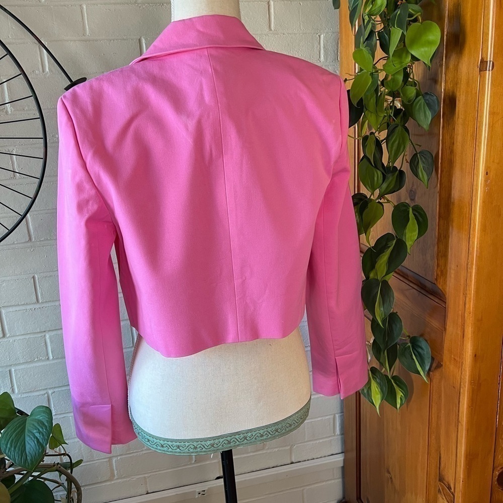 Derek Lam 10 Crosby cropped single breasted blazer pink size M barbiecore - Picture 7 of 10